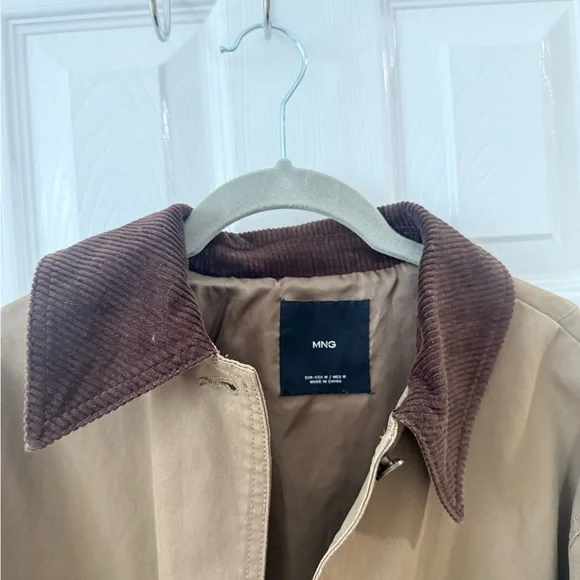 Mango Utility Jacket in Tan with Brown Collar - Picture 4 of 5